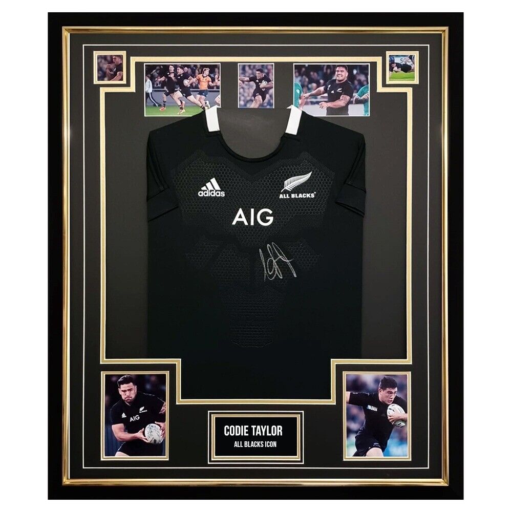 Signed Codie Taylor Jersey Framed - New Zealand All Blacks Icon +coa