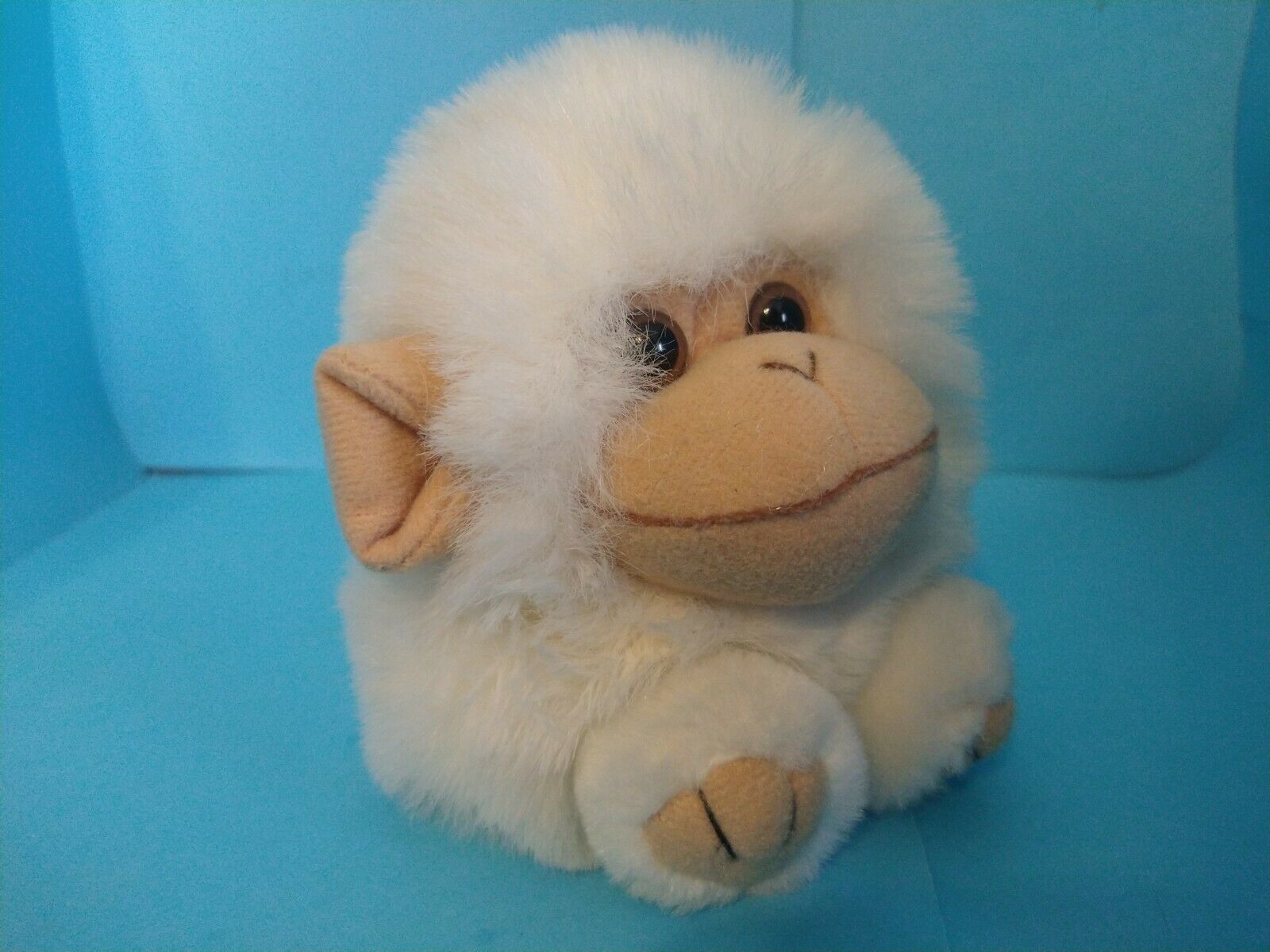 1994 Swibco Puffkins Plush Trixy White Monkey Chimp Bean Bag 5"