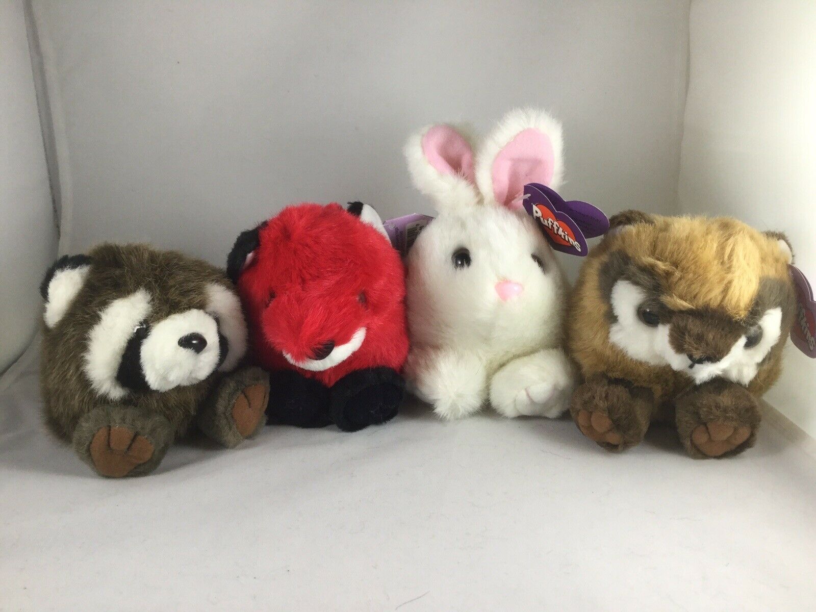 Puffkins Plush Lot Woodland Bandit Franklin Lucky Bunny Scooter 1997 1998 Nwt