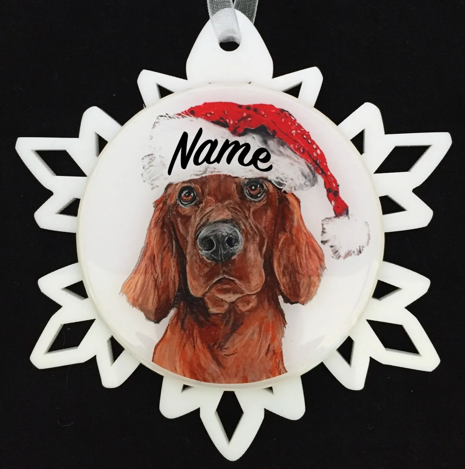 Santa Irish Setter Dog Breed Personalized Christmas Ornament