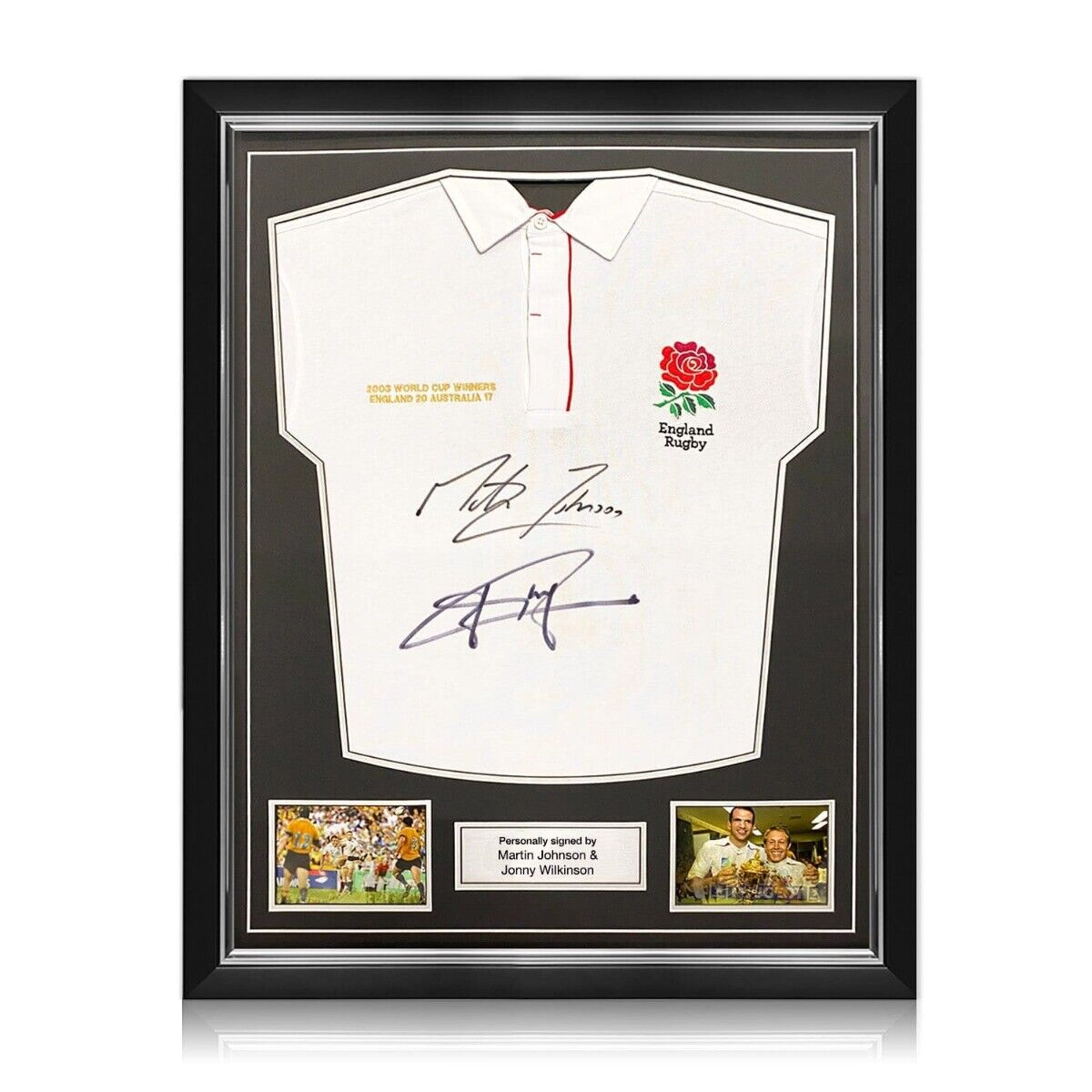 Jonny Wilkinson And Martin Johnson Signed England Rugby Jersey. Superior Frame