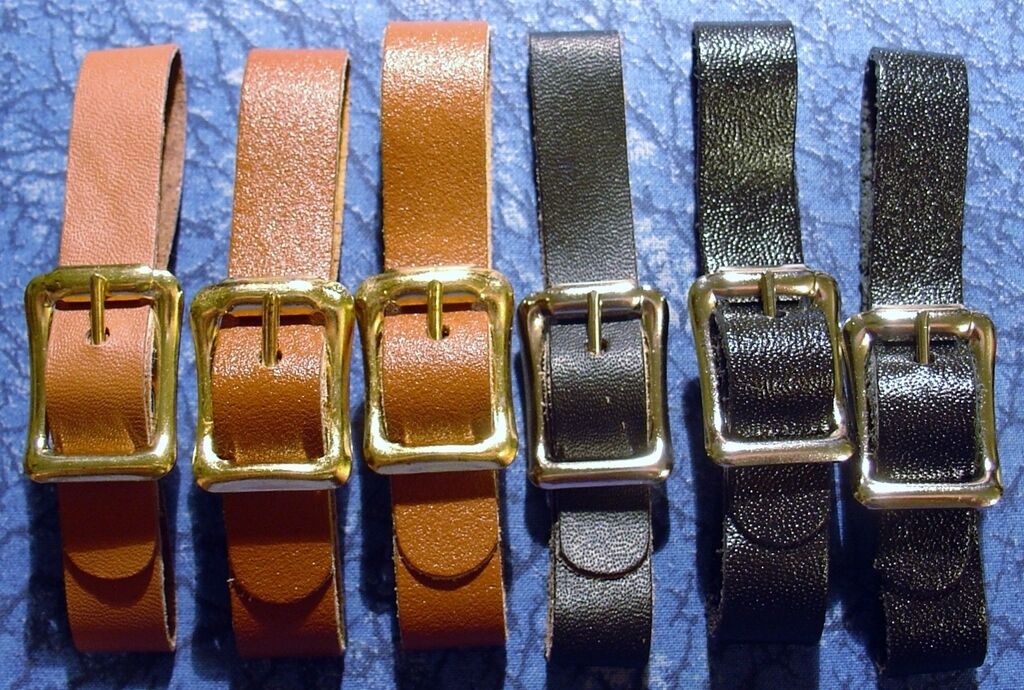 3 Brown & 3 Black New 1/2 In. Leather Pocket Watch Fob Straps